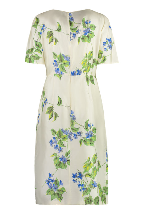 PRADA Ivory Floral Silk Blend Mini Dress