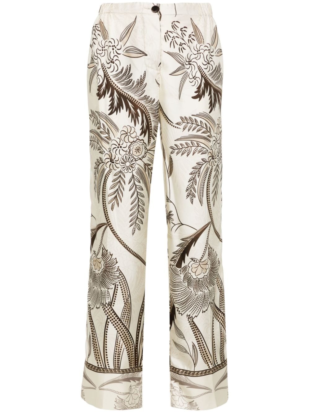 F.R.S FOR RESTLESS SLEEPERS Elegant Floral Silk Trousers