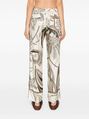 F.R.S FOR RESTLESS SLEEPERS Elegant Floral Silk Trousers