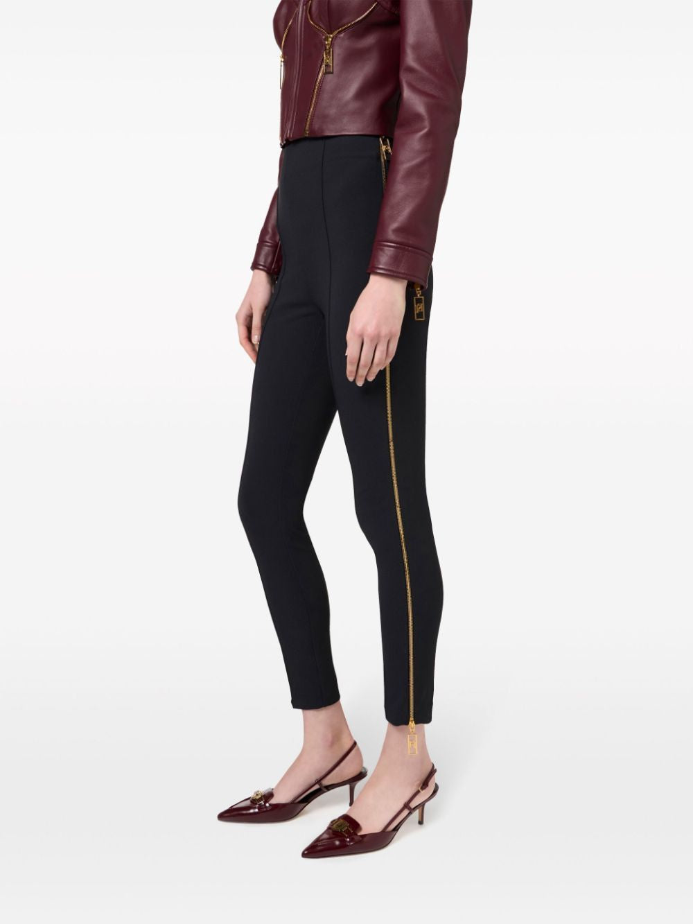 ELISABETTA FRANCHI Chic Black Pants with Golden Side Zippers