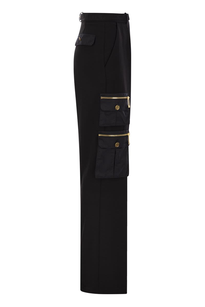 ELISABETTA FRANCHI Chic Straight Crepe Trousers with Pockets and Belt