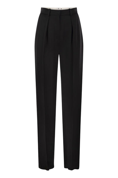 ELISABETTA FRANCHI High-Waisted Satin Straight Trousers