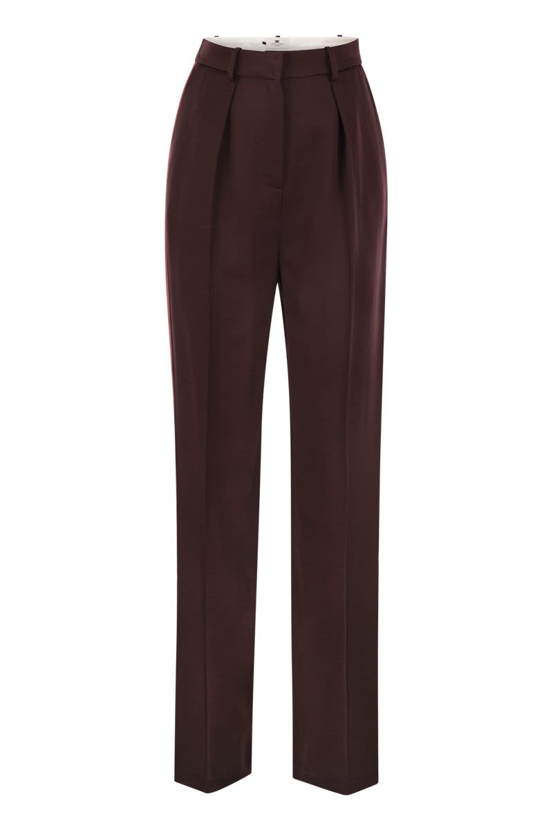 ELISABETTA FRANCHI High-Waisted Satin Straight Trousers