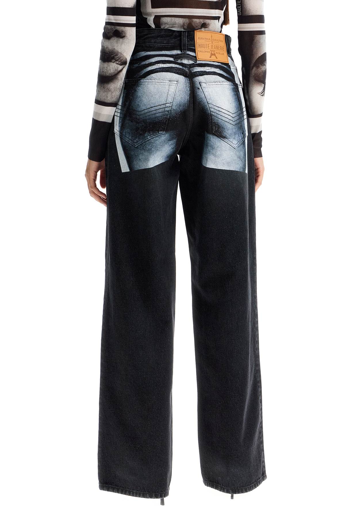 JEAN PAUL GAULTIER Wide Leg Jeans with Iconic Body Print - Size 26