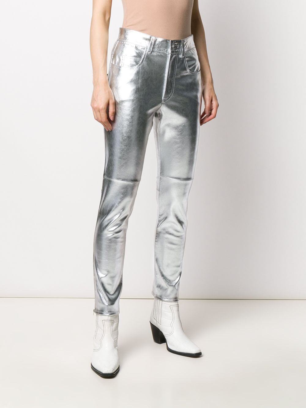 ISABEL MARANT ETOILE 2024 Women's Straight Pants in Silver for 20SS Season