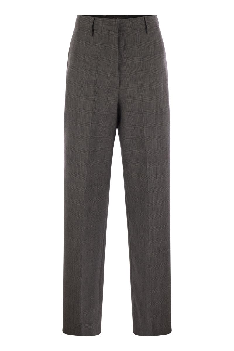 FABIANA FILIPPI Elegant Prince of Wales Wool-Silk Trousers