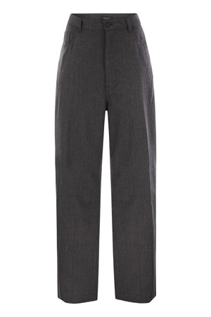 FABIANA FILIPPI Women’s Loose-Fitting Long Cut Pinstripe Virgin Wool Trousers