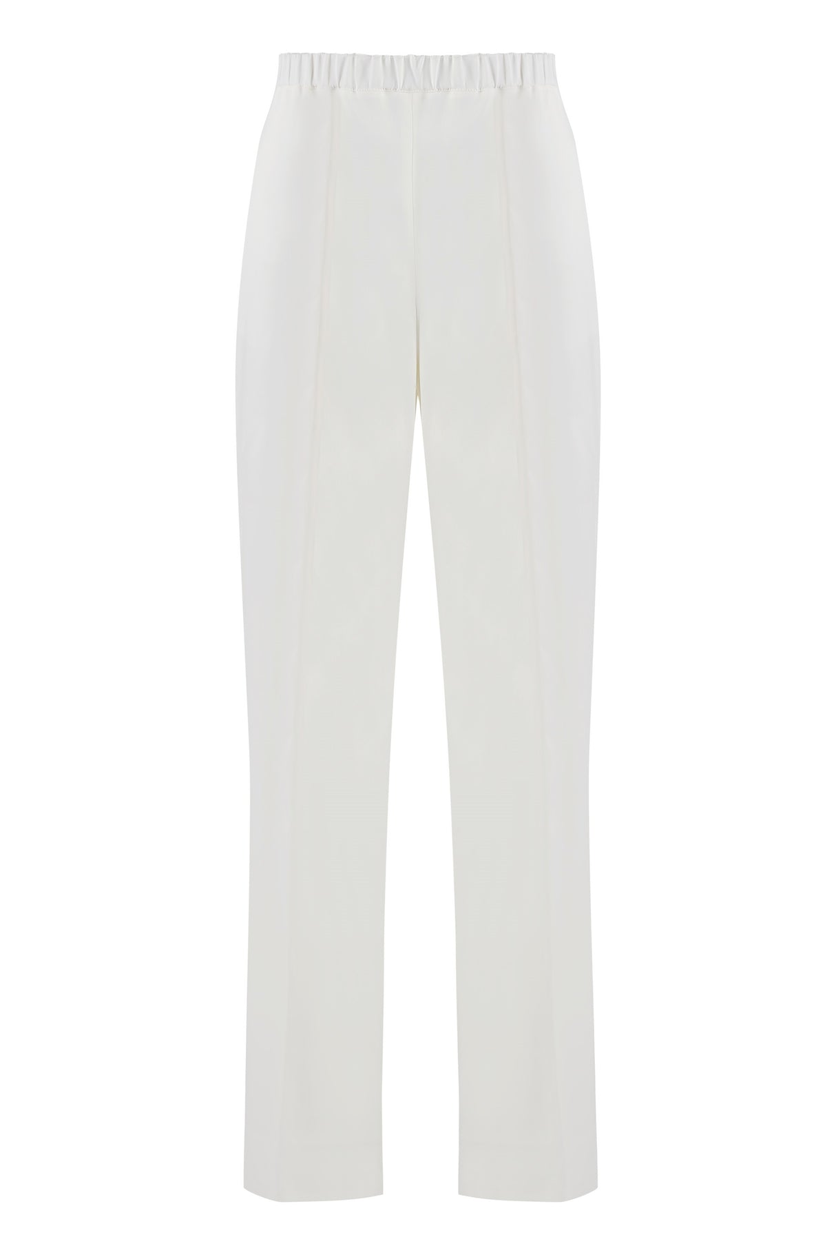 FABIANA FILIPPI White Viscose Trousers for Women with Gathered Elastic Waist and Detailed Embroidery