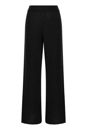 FABIANA FILIPPI Contemporary Black Cotton-Linen Trousers with Micro Sequins for Women