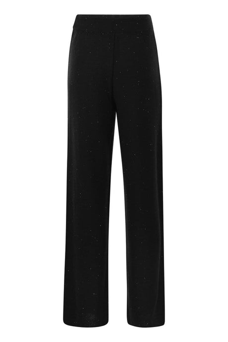 FABIANA FILIPPI Contemporary Black Cotton-Linen Trousers with Micro Sequins for Women