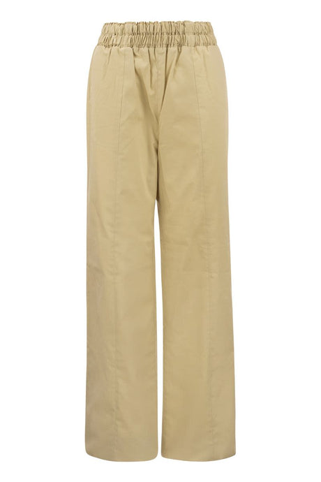 FABIANA FILIPPI Lightweight Cotton Poplin Trousers for Women in Straw