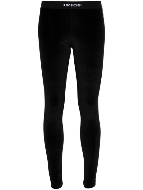 TOM FORD Logo Waist Velvet Leggings for Women (Black)