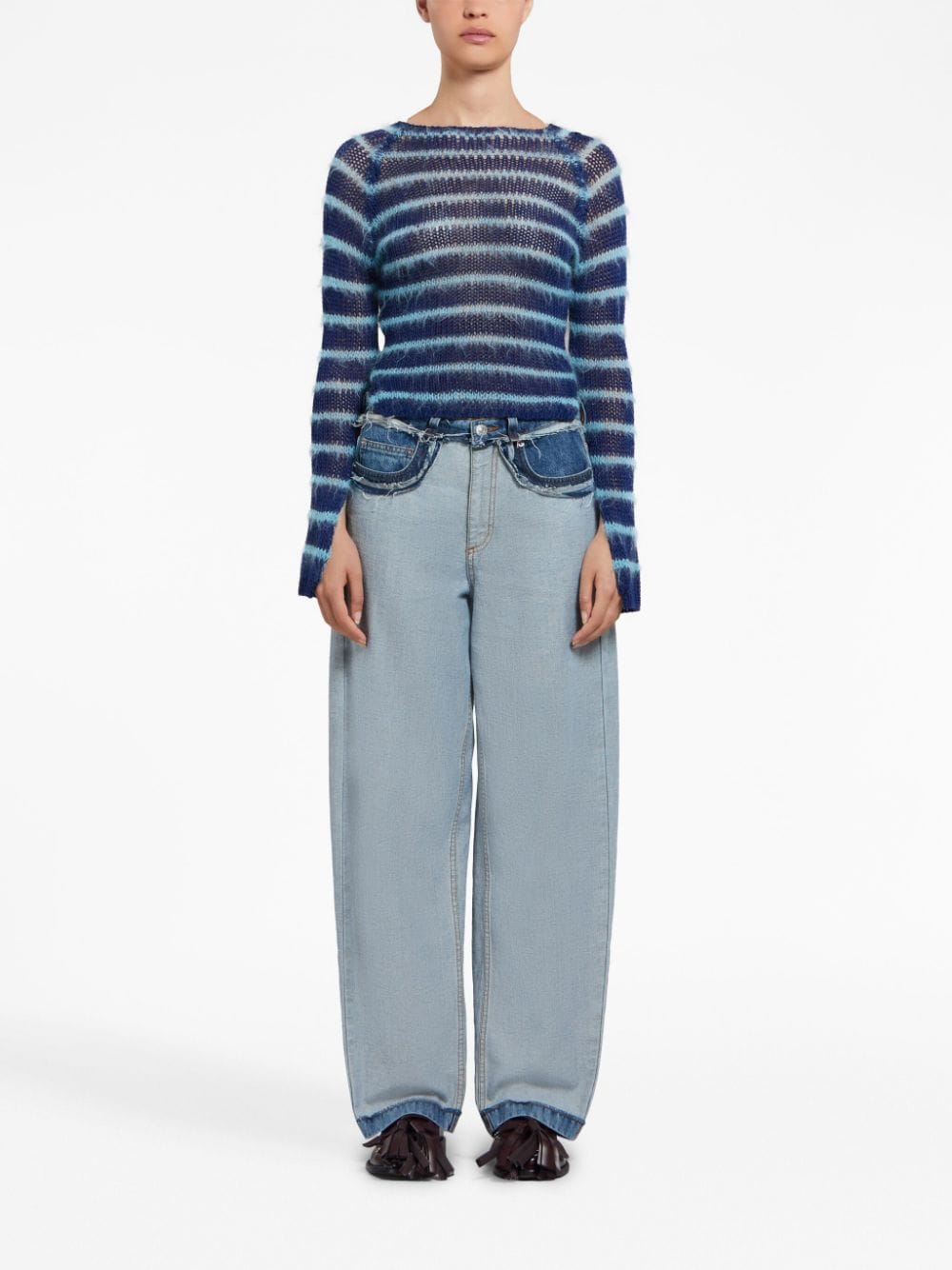 MARNI Blue Denim Jeans with Contrast Stitching Details