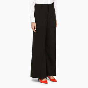 MARNI Black Wool Palazzo Trousers for Women in FW23