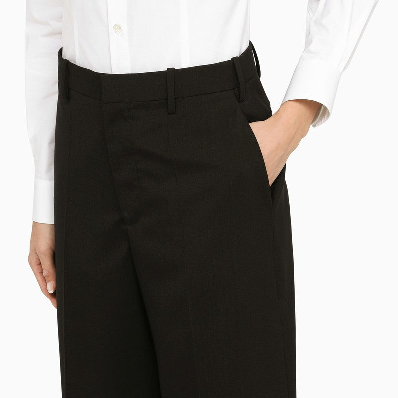 MARNI Black Wool Palazzo Trousers for Women in FW23