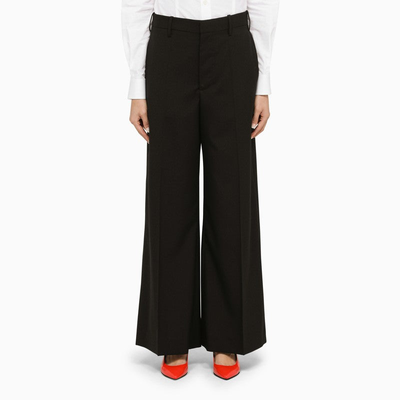 MARNI Black Wool Palazzo Trousers for Women in FW23