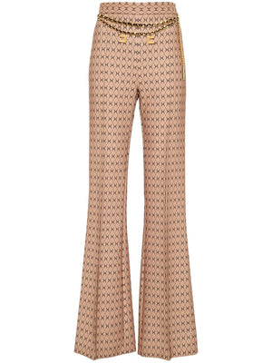 ELISABETTA FRANCHI Diamond-Print Palazzo Trousers