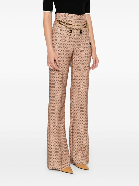 ELISABETTA FRANCHI Diamond-Print Palazzo Trousers