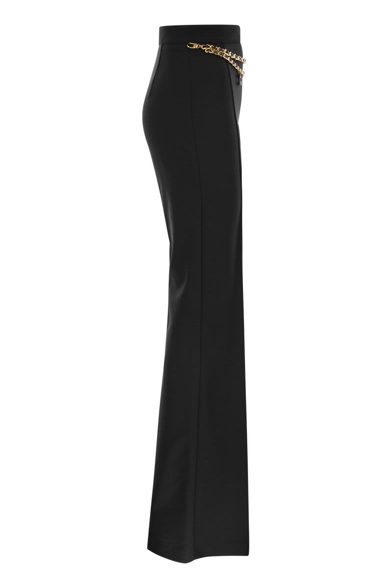 ELISABETTA FRANCHI Stretch Crepe Palazzo Trousers with Belt