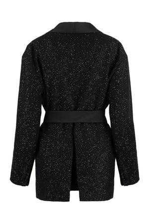 MAX MARA Elegant Sequin Blazer with Satin Lapel