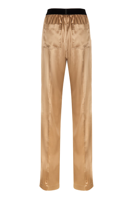 TOM FORD Luxurious Silk Blend Trousers with Velvet Accents