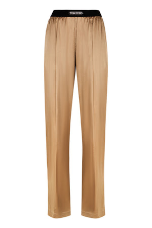 TOM FORD Luxurious Silk Blend Trousers with Velvet Accents