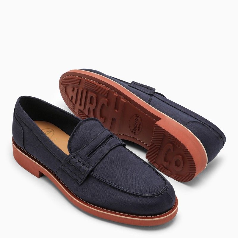 CHURCH'S Navy Blue Canvas Loafers for Men for SS24