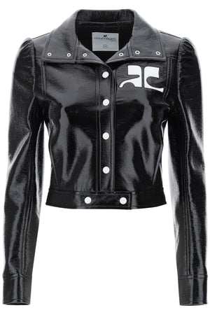 COURREGÈS Black Vinyl Jacket for Women | SS24 Collection