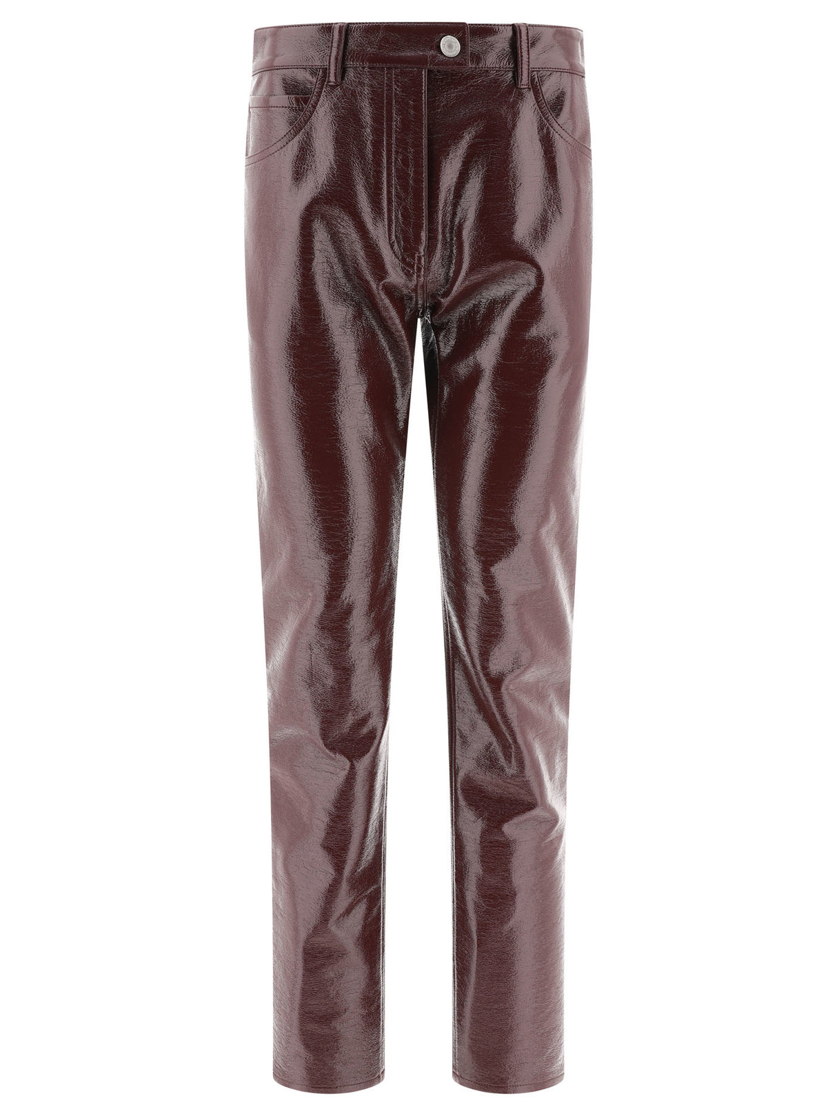 COURREGÈS Burgundy 5-Pocket Vinyl Pants for Women - SS24 Collection