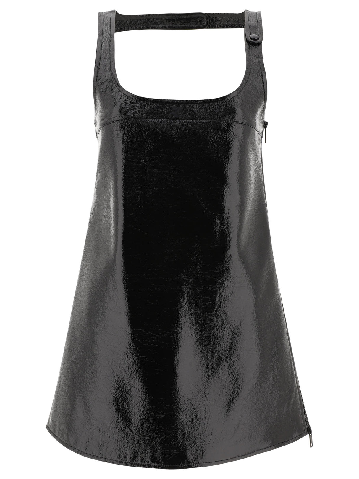 COURREGÈS Sleek Vinyl Mini Dress - Black