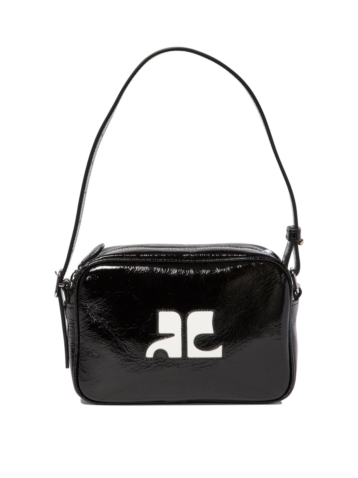 COURREGÈS Elegant Mini Crossbody Handbag in Black Calfskin