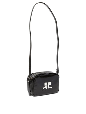 COURREGÈS Elegant Mini Crossbody Handbag in Black Calfskin