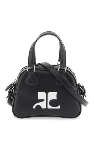 COURREGÈS Mini Bowling-Style Leather Handbag in Black