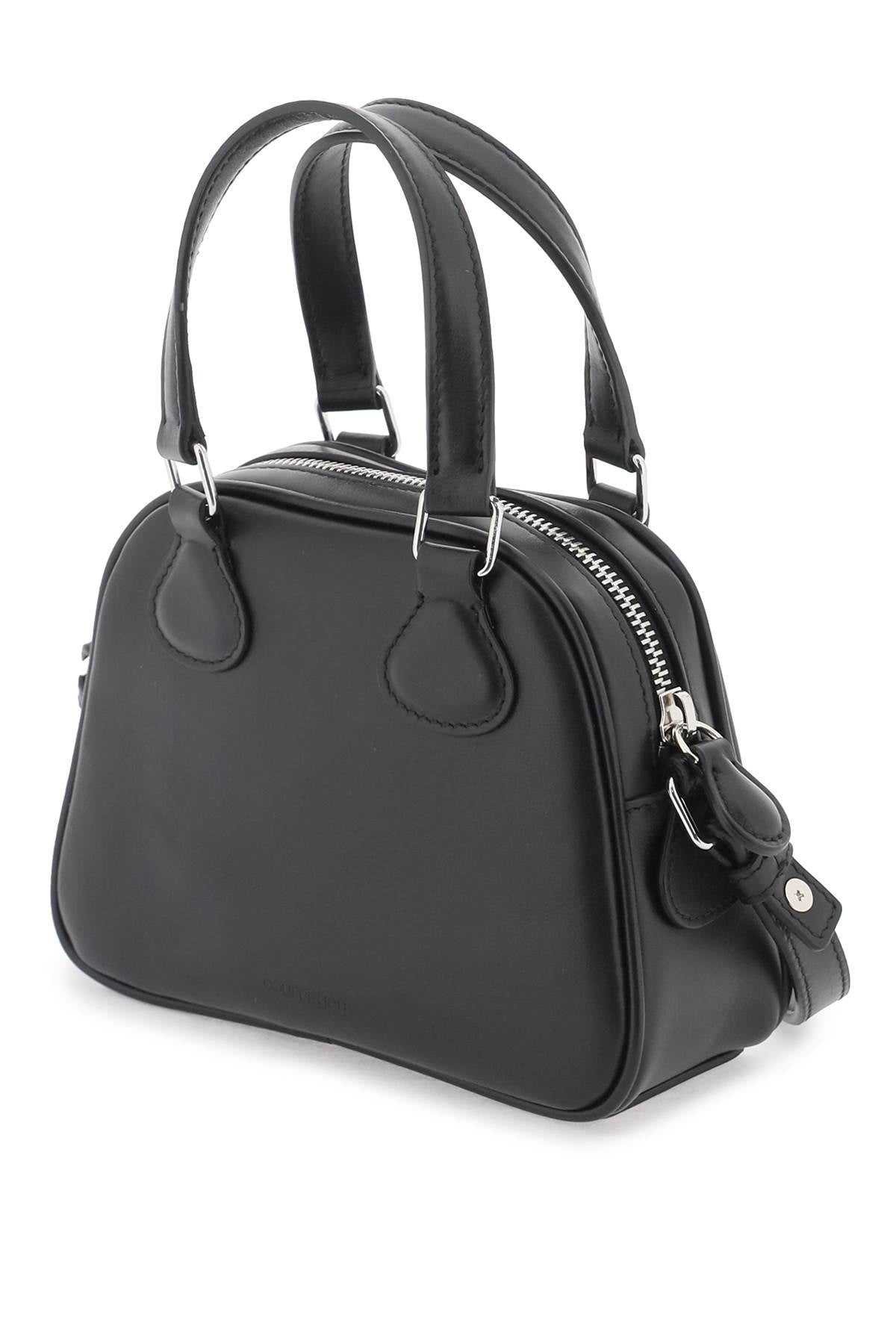 COURREGÈS Mini Bowling-Style Leather Handbag in Black