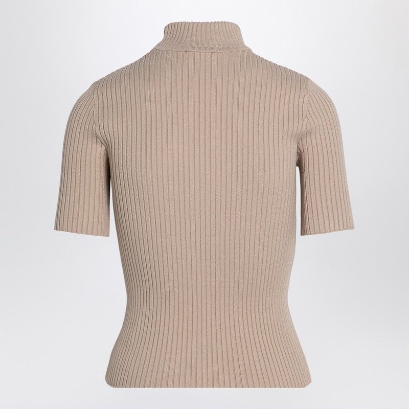 COURREGÈS Light Pink Ribbed High Collar Sweater