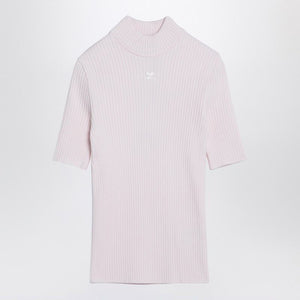 COURREGÈS Light Pink Ribbed High Collar Sweater