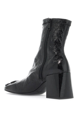 COURREGÈS Sleek Vinyl Ankle Boots with Monogram Detail