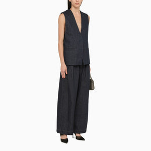 AMIRI Blue Cotton Denim Single-Breasted Women's Waistcoat for Fall 2024