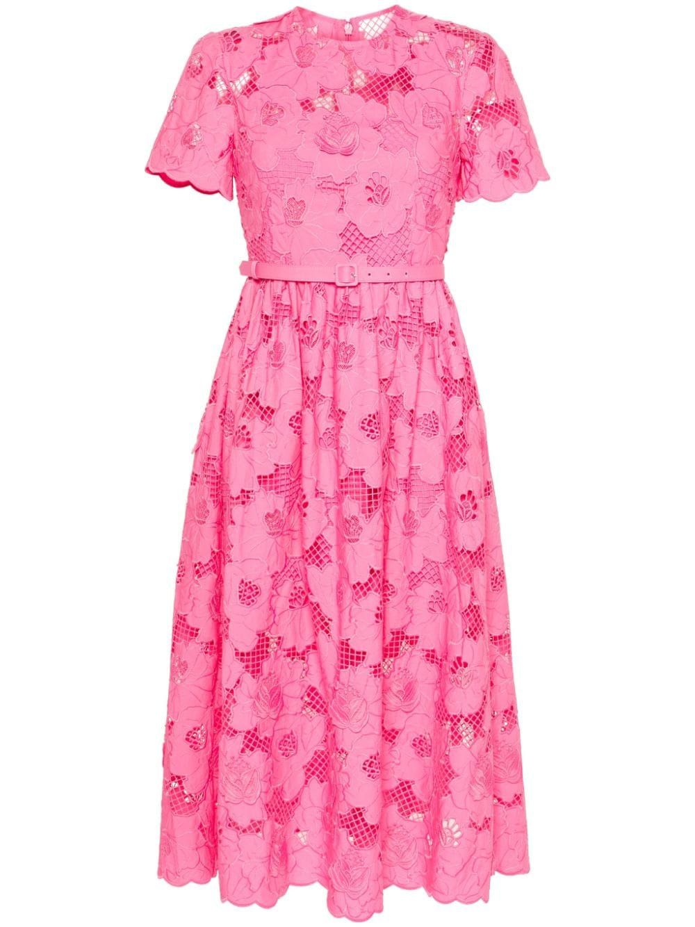 SELF-PORTRAIT Long Pink Midi Dress