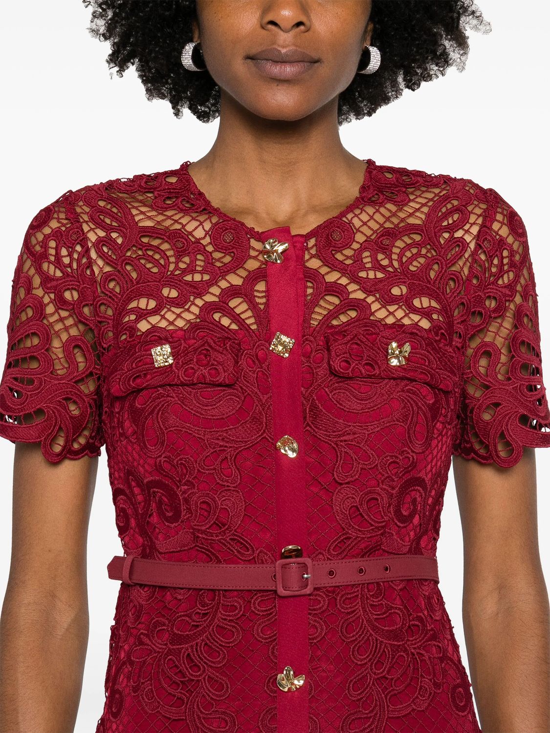 SELF-PORTRAIT SELF-PORTRAIT GUIPURE-LACE MIDI DRESS