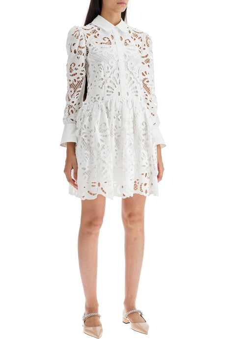 SELF-PORTRAIT Elegant Floral Lace Mini Dress with Flared Skirt