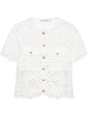 SELF-PORTRAIT Elegant White Guipure Lace Top