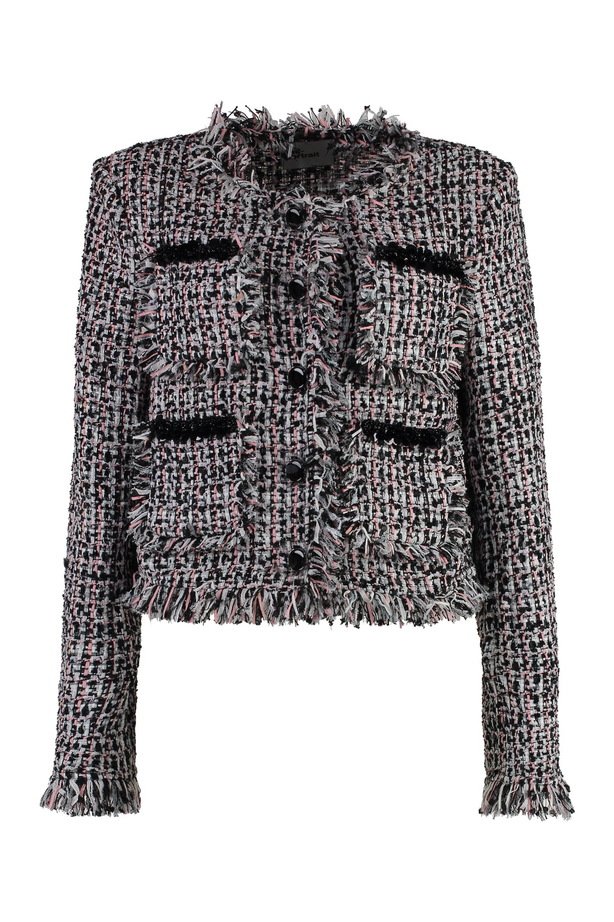 SELF-PORTRAIT Chic Multicolor Bouclé Jacket with Sequin Accents