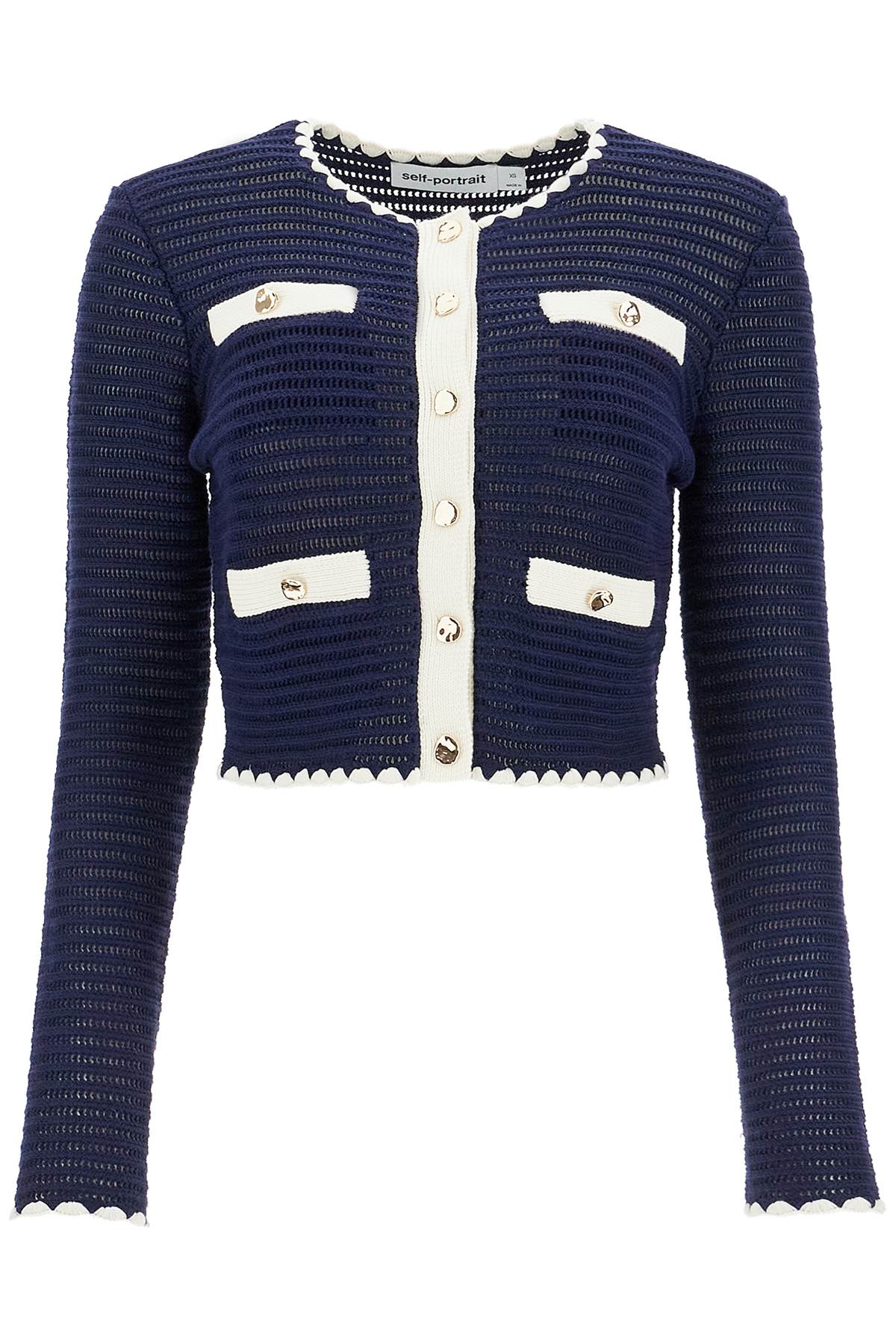 SELF-PORTRAIT Chic Crochet Jacket for Women - Navy Blue