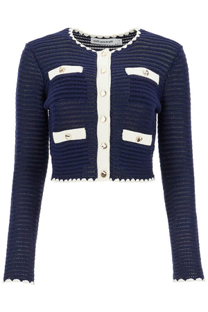 SELF-PORTRAIT Chic Crochet Jacket for Women - Navy Blue