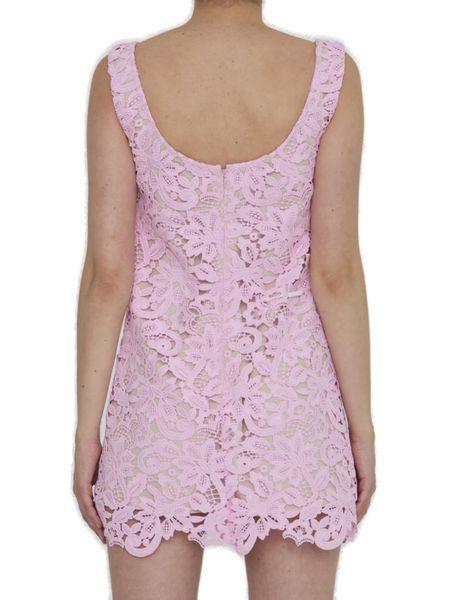 SELF-PORTRAIT Floral Lace Mini Dress in Pink