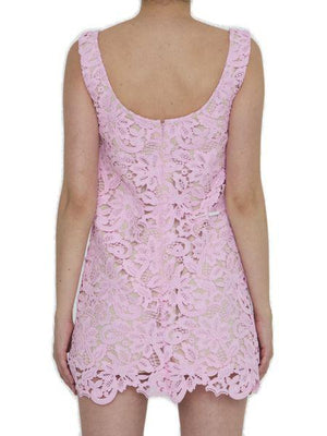 SELF-PORTRAIT Floral Lace Mini Dress in Pink