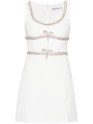 SELF-PORTRAIT Elegance Redefined: Mini Dress with Diamante Bow Trim