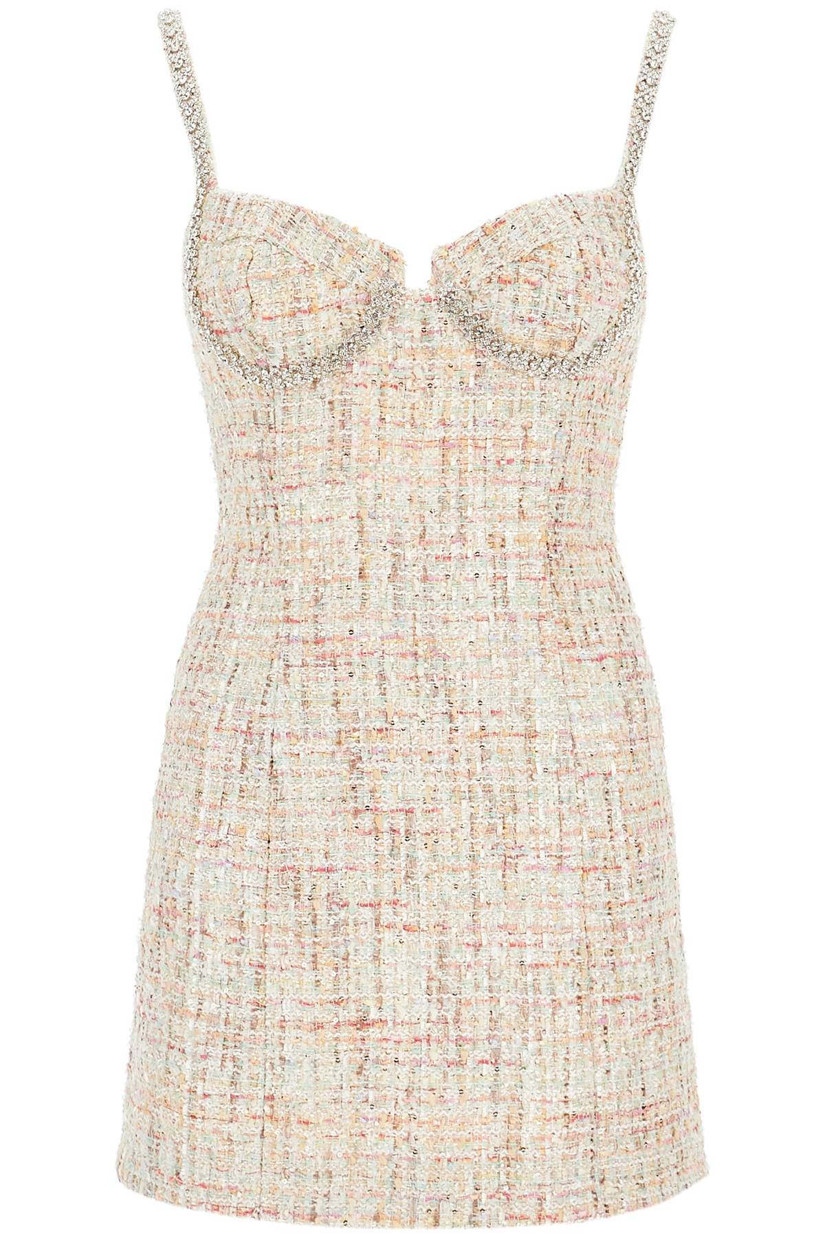 SELF-PORTRAIT Crystal Embellished Multicolor Tweed Mini Dress