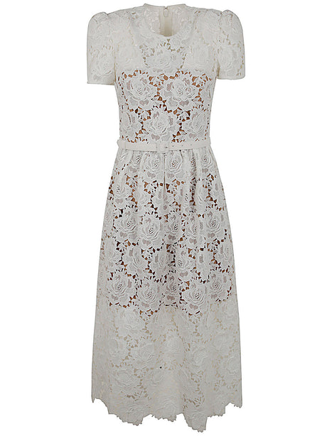 SELF-PORTRAIT Cream Floral Lace Midi Dress